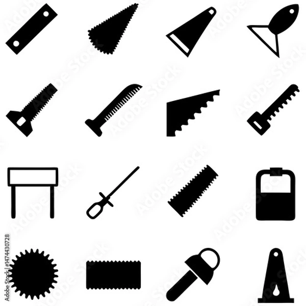 Obraz Variety of hand tools silhouettes arranged against white background