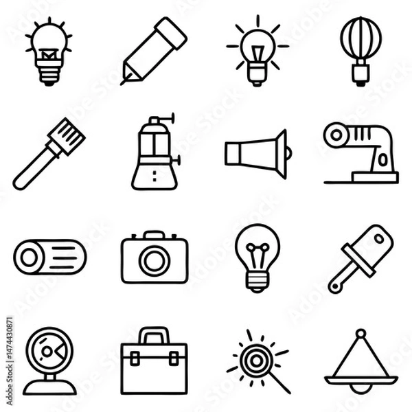 Obraz Outline icons displaying business and creation related objects