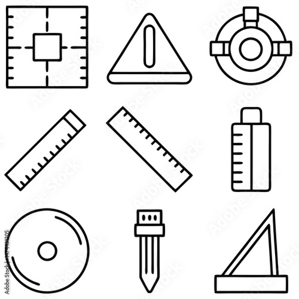 Obraz Outline drawing with geometric shapes and measuring tools