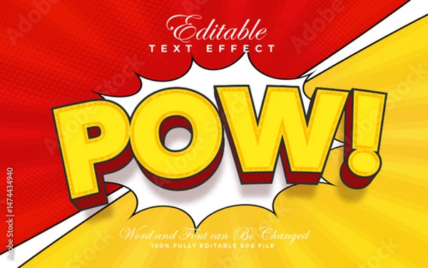 Fototapeta Pow editable text effect in bold and comic style
