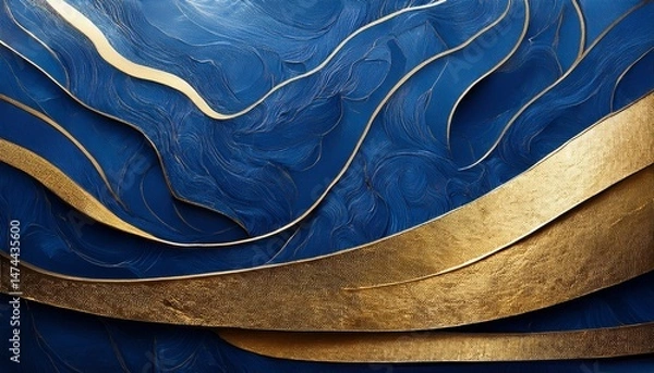 Fototapeta blue wallpaper with golden texture