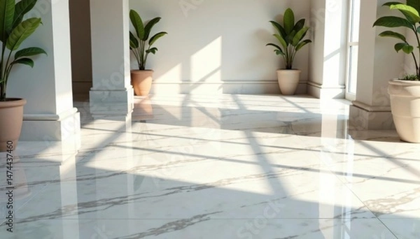 Obraz Gleaming marble floor, polished to a high shine, reflecting light , home, solid, texture