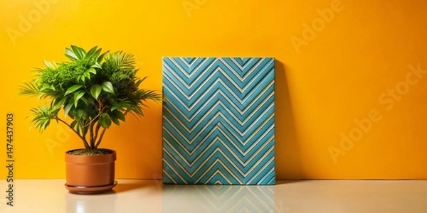 Fototapeta Abstract Blue Zigzag Minimalist Background - Modern Geometric Design