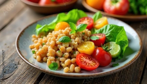 Obraz A plate of healthy, home-cooked food, featuring vegetables, fruits, and whole grains , recipe, dinner
