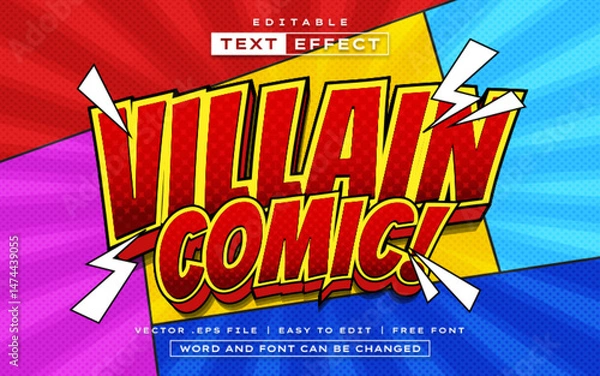 Fototapeta Villain Comic 3D editable comic text effect style