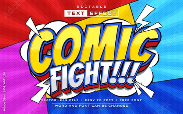 Fototapeta Comic Fight 3D editable comic text effect style