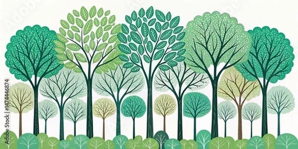 Fototapeta A dense forest poster with no more than five trees