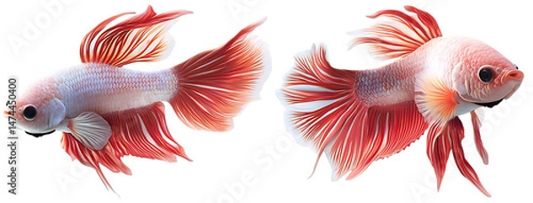 Fototapeta Goldfish isolated on transparent background, PNG, Set of