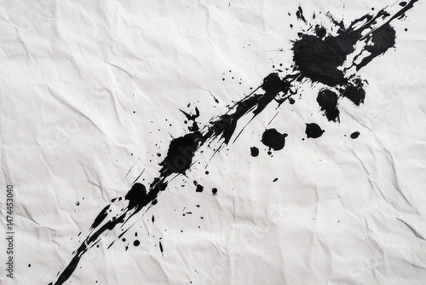 Obraz Abstract Sumi Ink Brush Stroke and Splatter on Textured Washi Paper