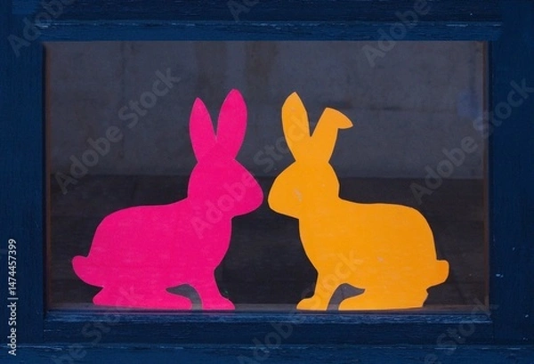 Obraz Osterhasen am Fenster - Fensterdeko