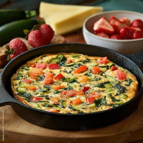 Obraz Frittata with tomatoes and zucchini