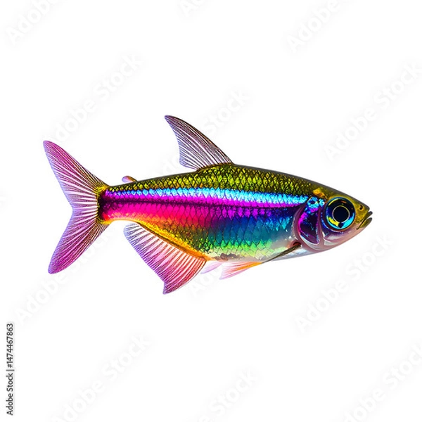 Obraz Hypnotic tetra fish shimmering with spectral hues on seamless background