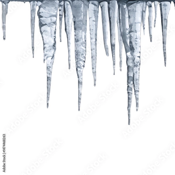 Obraz Winter's icy fringe: frozen icicles dangling against a clear backdrop