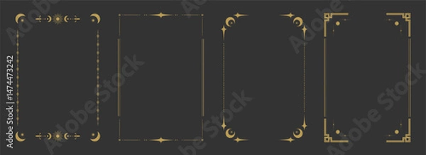 Fototapeta Empty Tarot card frame border templates. Celestial esoteric border set. Vector illustration