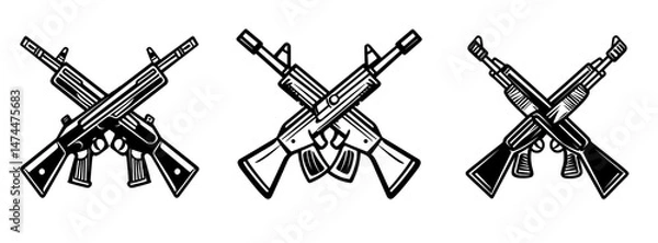 Fototapeta Machine guns like the Kalashnikov AK47 are a modern icon with crossed imagery