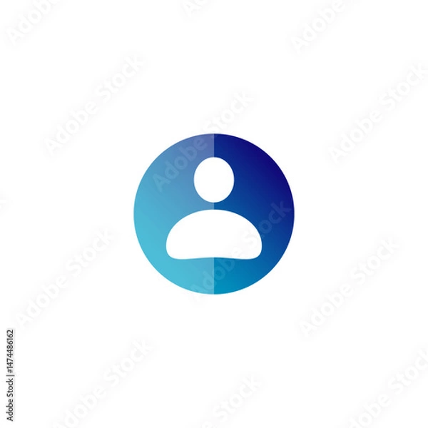 Fototapeta Blue round button with user icon.Person profile symbol avatar sign people login vector isolated