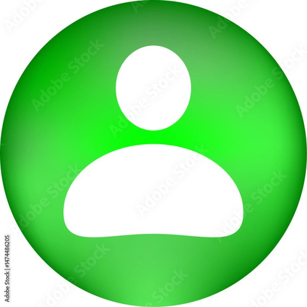 Fototapeta green person icon .User profile symbol avatar sign modern round button vector