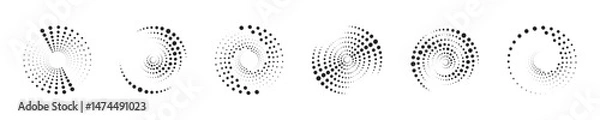 Fototapeta Circles in spiral abstract vector design element collection. Spiral circle patterns for abstract designs