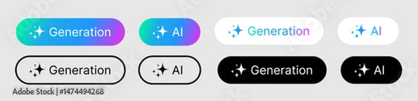 Fototapeta Generate AI button user interface. Artificial intelligence Generate press button in trendy neumorphic style for app, website, and interfaces. UI UX elements. Vector illustration