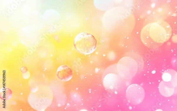 Fototapeta Abstract background with soft, pastel colors and shimmering, translucent bubbles.  Bokeh effect
