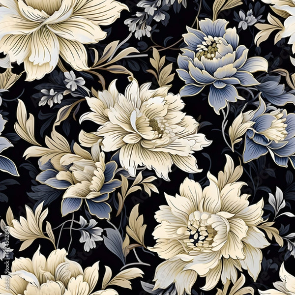 Fototapeta Romantic Flowers Seamless Pattern – Blush & Sage Green Floral Background