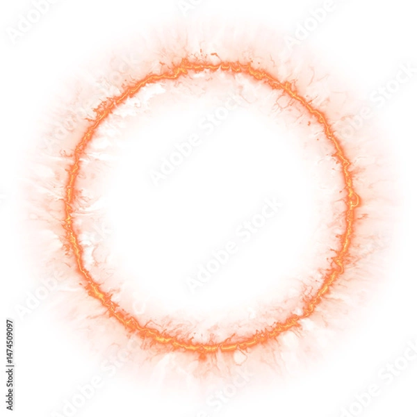 Fototapeta Effect Impact flame rays circle explosion energy shockwave isolated on background.