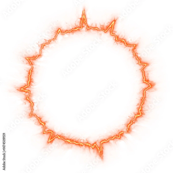 Fototapeta Effect Impact flame rays circle explosion energy shockwave isolated on background.
