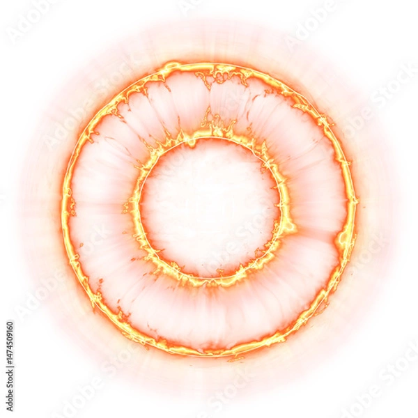 Fototapeta Effect Impact flame rays circle explosion energy shockwave isolated on background.