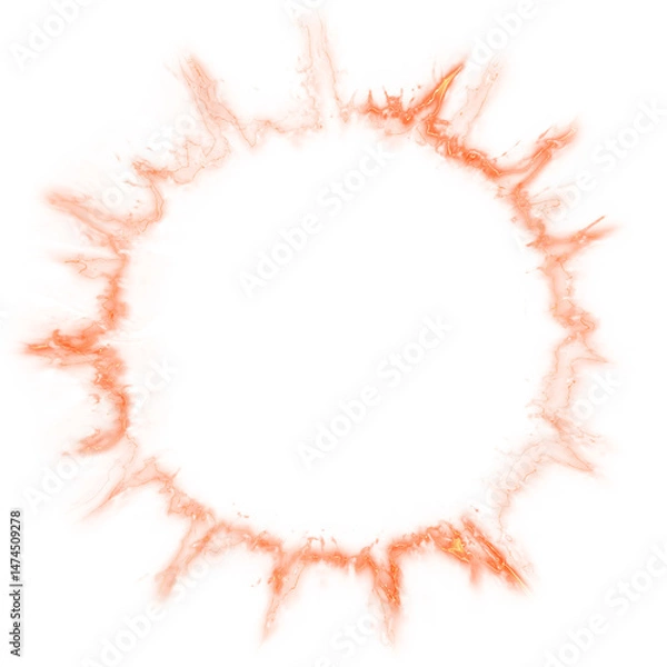 Fototapeta Effect Impact flame rays circle explosion energy shockwave isolated on background.