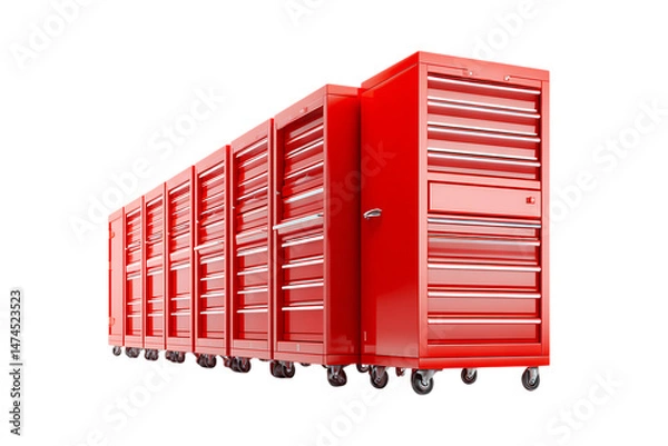 Fototapeta Functional red tool cabinets for organized storage