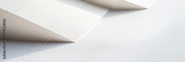Fototapeta Abstract composition of folded white paper, showcasing geometric shapes and light and shadow interplay