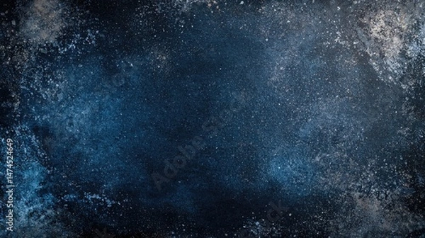 Fototapeta Abstract Cosmic Nebula with Deep Blue and Black Hues Speckled with Star-Like Reflections, Perfect for Backgrounds