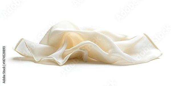 Fototapeta Cream-colored fabric draped in soft folds
