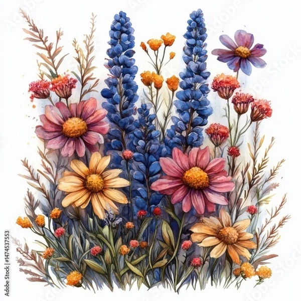 Fototapeta stylized wildflower element with rustic charm