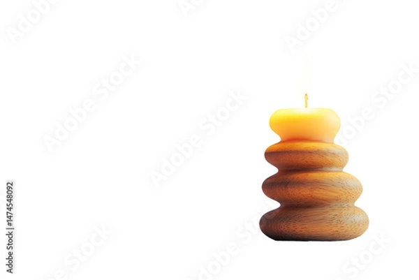 Fototapeta A uniquely sculpted candle, softly glowing