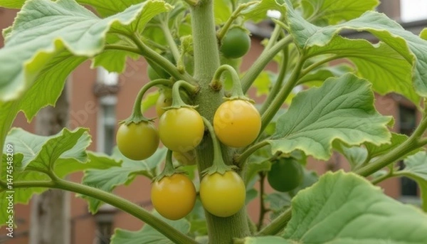 Fototapeta lower leaves turn yellow and start to curl as the plant diverts energy to the pods