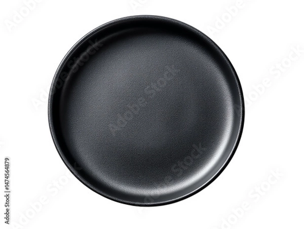 Fototapeta Black ceramic plate, white isolate background
