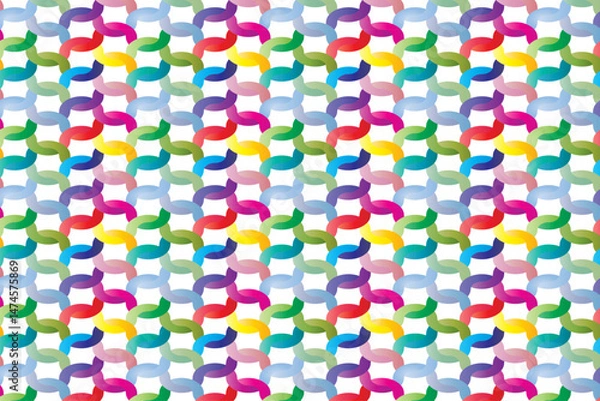 Fototapeta Vibrant And Dynamic Seamless Pattern With Overlapping Knot Curved Shapes In A Variety Of Bright Colors. Great For Modern Textile Design, Digital Backgrounds, Prints, And Wrapping Paper.