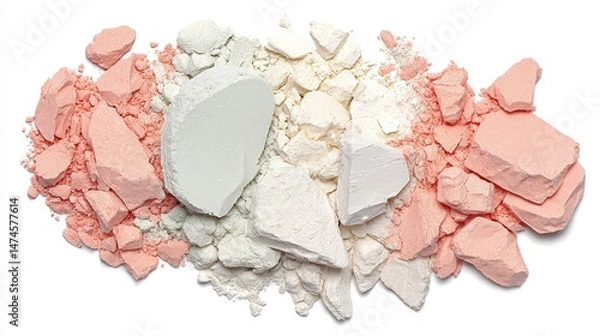 Fototapeta White, Pink, and Green Powdered Minerals for Creative Projects or Natural Compositions