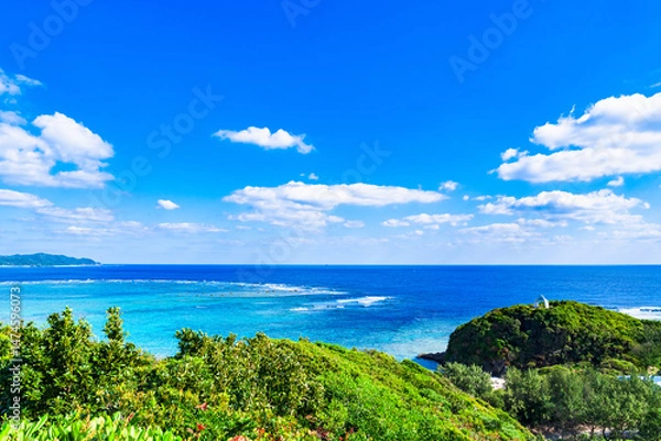 Fototapeta 奄美大島 の あやまる岬 からの 絶景 パノラマ 【 鹿児島県 奄美市 の 風景 景色 】
