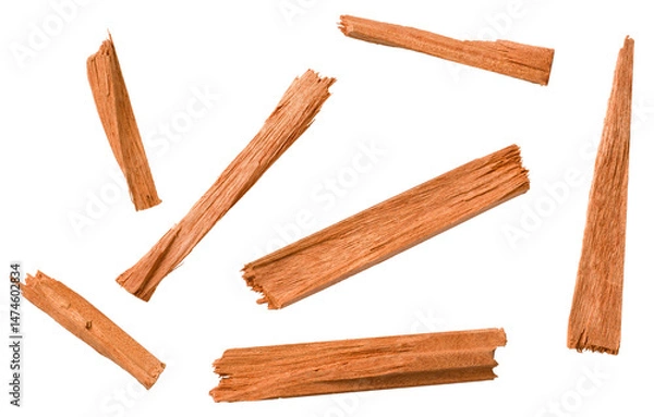 Fototapeta Red sandalwood sticks isolated on white background, top view.