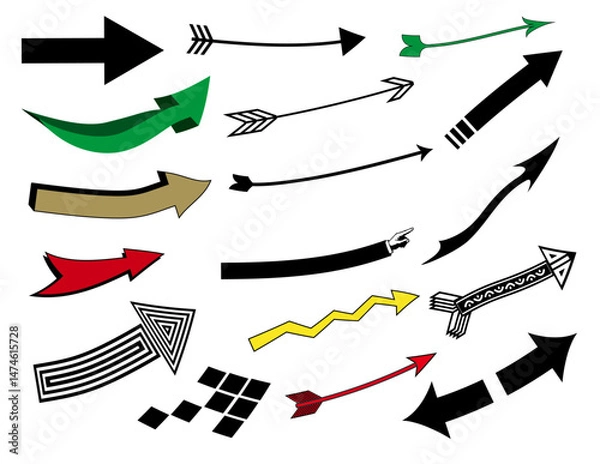 Obraz  Creative Hand-Drawn Arrow Set – Multicolor Directional Icons