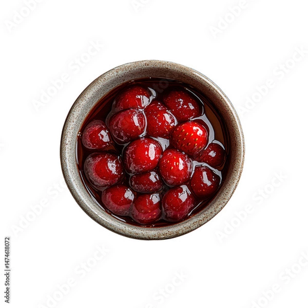 Obraz Overhead Shot of Sweet Strawberry Preserves in a Bowl