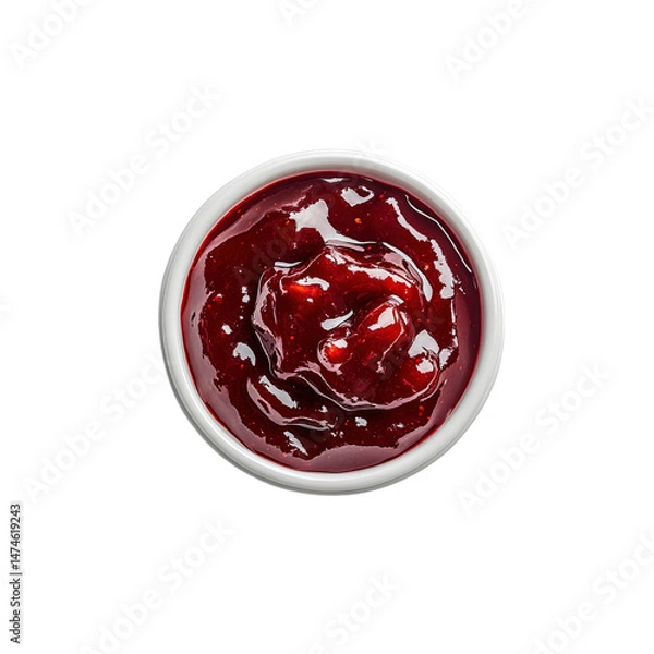 Obraz Delicious Red Berry Sauce in a White Bowl, Top View