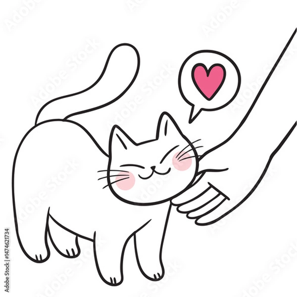 Obraz Cute cartoon lines of a fat cat with a funny face doodle.