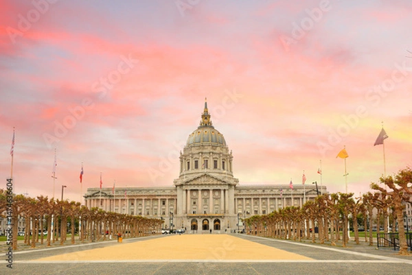 Obraz San Francisco City Hall and civic center with colorful cloud. The Hall is the seat of government for the City and County of San Francisco, California.
