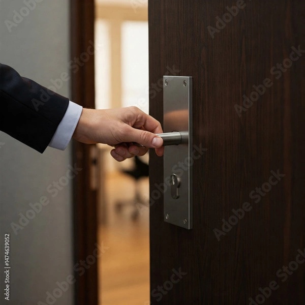 Obraz opens the office door