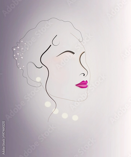 Obraz woman face drawing line