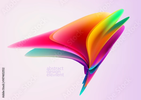 Obraz  Abstract 3D shape of iridescent wavy forms. Realistic vector design elements.