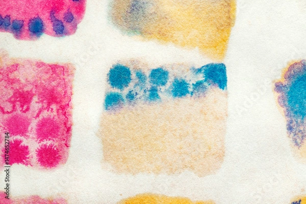 Fototapeta Colorful watercolor spots on paper, abstract background